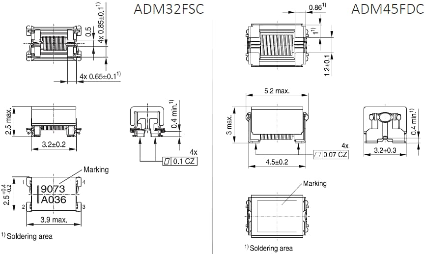 TDK ADM32FSC und ADM45FDC PoC-Induktivitäten